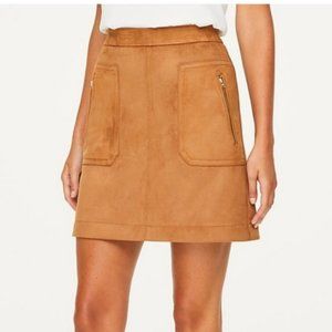 Ann Taylor LOFT Outlet Tan Velvet Skirt with Gold Zippers